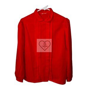 Vintage 80's ladies red blouse with pleats
